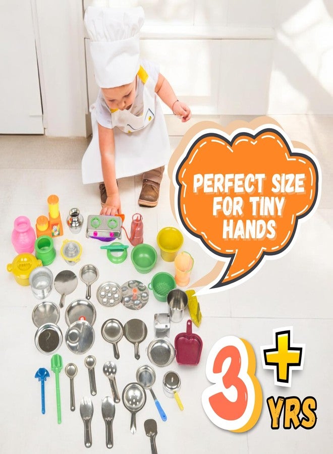 Poppet Miniature Kitchen Set for Kids with Realistic Cooking Set for Kids Girls - Durable Steel Kitchen Set for Kids Girl for Fun Pretend Play Toys for Girls and Mini Kitchen Set Playtime - Image 4